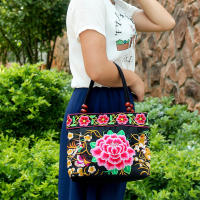 Bolso Pequeño Para Mujer Estilo Étnico Bordado En Lona Bolso De Mano Moda Con Cierre De Cremallera Doble Correa Versátil - details 6