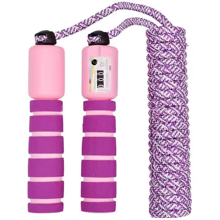 Cuerda de saltar para niños con contador (morada), ajustable para fitness y ejercicio para niños y niñas. - 1