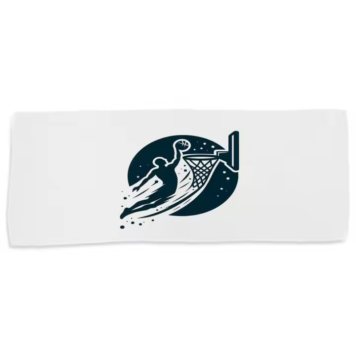 MERCHANDMANIA TOALLA MEDIANA GIMNASIO ABSORBENTE logo baloncesto deporte balon jugadores suave con bolsita - 1