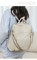 Nuevo bolso de cuero suave, gran capacidad, mochila retro europea y americana, gran capacidad, moda, color en contraste, mochila para mamá de doble propósito - details 14