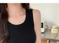 Top Corto De Verano Para Mujer Sin Mangas En Estilo Casual Suéter De Encaje Con Ribbing Solido Camiseta De O-Neck Moda Urban Streetwear - details 53
