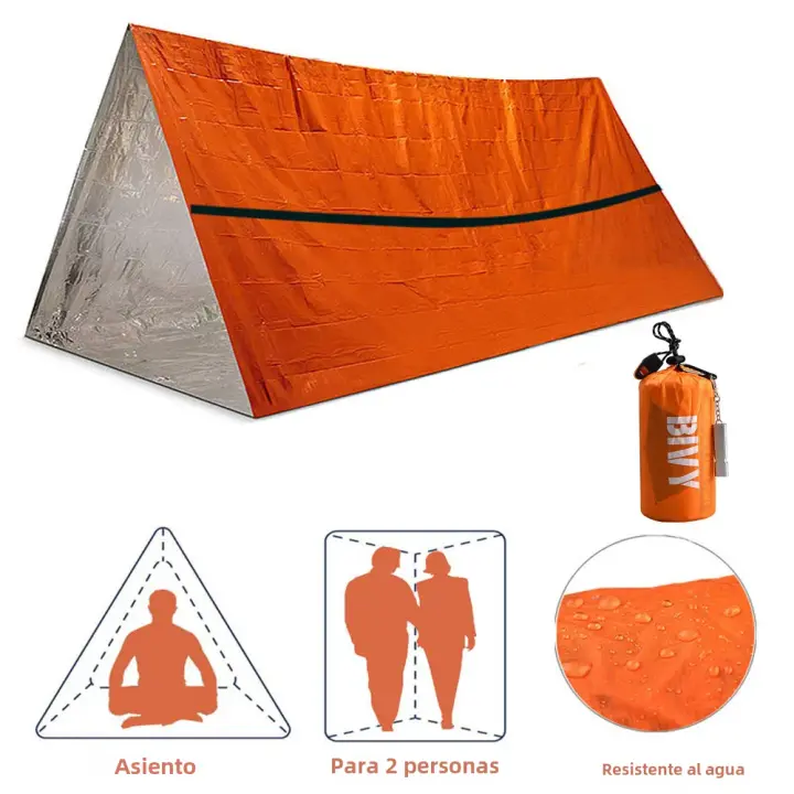 Kit De Refugio De Emergencia Para 2 Personas Bivy Tubo De Camping Saco De Dormir Térmico Manta SOS Impermeable Equipo De Supervivencia - 1