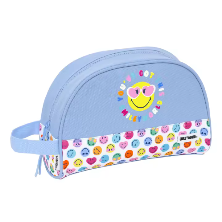 Neceser de Viaje Smiley Joyful Multicolor Azul claro Reciclable 28 x 18 x 10 cm - 1
