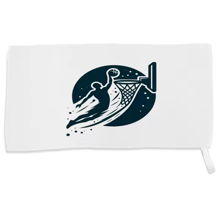 MERCHANDMANIA TOALLA PEQUEÑA ABSORBENTE logo baloncesto deporte balon jugadores suave personalizada con cinta elastica - 1