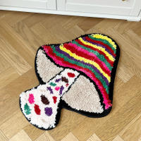 Alfombra Antideslizante De Setas Coloridas Alfombrilla De Cocina Y Dormitorio Hecha a Mano Alfombra De Poliéster Para Entrada Sala De Estar Decoración Del Hogar - details 2