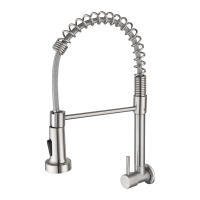 Baokemo-grifo de acero inoxidable montado en la pared para cocina, rociador extraíble con resorte, giratorio en frío, para lavabo de verduras - details 8