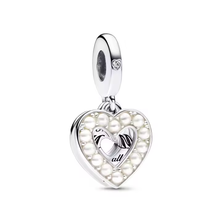 Charm Colgante Doble en plata de ley Corazón Blanco Anacarado Pandora 792649C01 PANDORA Raíz Joyas de Plata Joyas Pandora MUJER inicio Charm Pandora Colgantes de Plata Mujer Pandora Original - 1