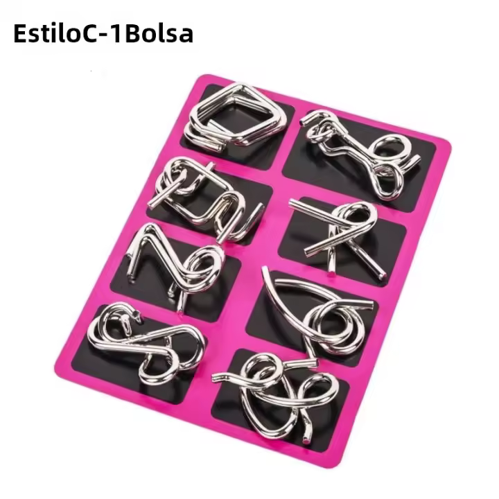 Juego De Rompecabezas Metálico Montessori 8Pcs/set IQ Mind Brain Teaser Educativo Para Niños Y Adultos Juguete Interactivo Alivio Mental - 1