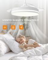 Ventilador de techo with Cutles retráctiles de Luz LED, motor de CC Silencioso, regulable CCT, remote control Y temporizador-Lámpara de ventilador Moderna para Sala de estar y dormitorio (Blanco, 106 cm) - details 2
