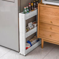 LUTTO Carrito Organizador Auxiliar Estrecho Deslizante de 3 Niveles para Cocina y Baño - Estante con Ruedas y 3 Cestas de Plástico, 54,3 x 12,4 x 72 cm para espacios reducidos. - details 1