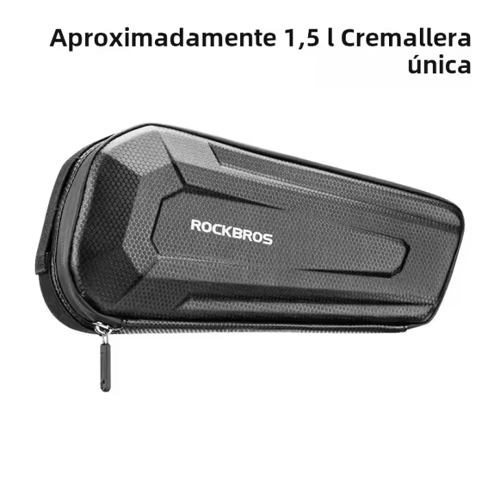 Bolsa De Bicicleta ROCKBROS De Capacidad Alta 1.5L Estuche Duro Impermeable Para MTB Y Carretera Patrón De Carbono Bolsa De Tubo Superior - 1