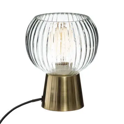 Factory Cuadros - Lámpara de Sobremesa Laye Cristal y Metal Dorado - Iluminación Cálida - 19,5 Cm Alto - 1