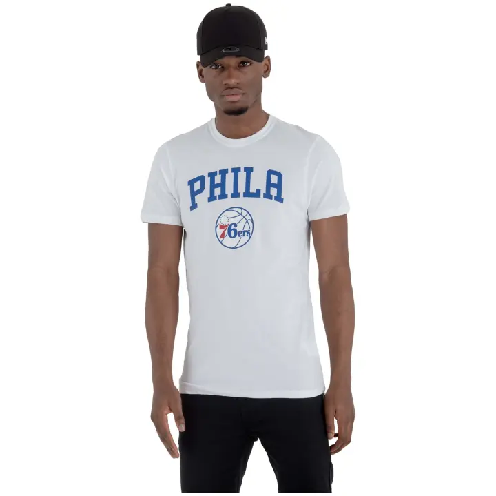 Camiseta de Manga Corta New Era Philadelphia 76Ers para hombre en color blanco - 1