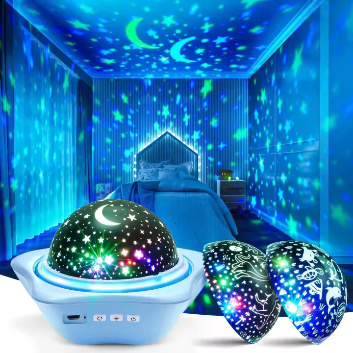 Lampara Táctil de Mesita de Noche, 10 Color Dimmable Luz Nocturna Infantil, Recargable Portátil, Remoto+Temporizador Luz Quitamiedos - 1