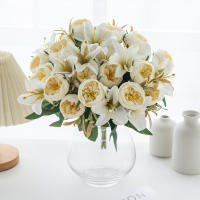 9 Ramas De Pekín Y Lirio Artificiales Para Boda Decoración Navideña Y Hogar Silken Peonía Y Lirio Combinación Para Arreglo De Novia Y Guirnalda De Navidad - details 0
