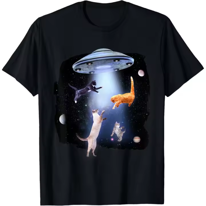 Camiseta de Manga Corta, 100% Algodón, Ropa Unisex para Hombres y Mujeres en 5 Tallas, Camiseta Negra, Cuello redondo con estampado. - 1