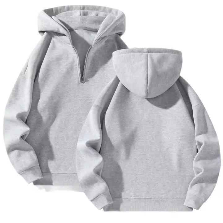 Sudadera De Manga Larga Con Cremallera Media Para Hombre, Estilo Casual, Color Sólido, Abrigo Para Otoño E Invierno - 1