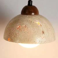 Meimon Lámpara colgante de piedra y madera con bombilla LED incluida. Luz fría, neutra o cálida. Ideal para comedor, cocina o salón. Diseño natural y elegante.  Lámpara de comedor o lámpara de araña - details 1