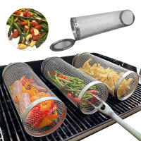 Cesta De Barbacoa Redonda De Acero Inoxidable Con Red De Alambre Cilíndrica Portátil Para Camping Al Aire Libre Asador Grill - details 0