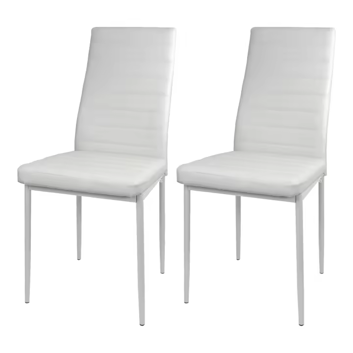 Pack de 2 Sillas de Comedor Avat Patas en Acero y Asiento Tapizado en Poliuretano Interior en Espuma Blanco - 1