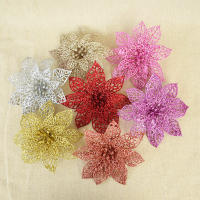 Decoración De Navidad Rosa Artificial Brillante 5/10pcs Flores Para Wreath Accesorios De Colores Adornos Para El Hogar DIY Noel - details 7
