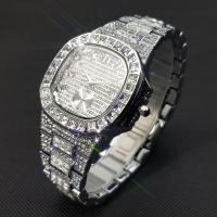 Reloj De Pulsera De Cuarzo Para Hombre MISSFOX Clásico Lujo Con Diamantes Full En Plata Acero Inoxidable Resistente Al Agua Y Shock - details 1