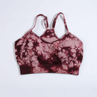 CHRLEISURE Sujetador Deportivo Para Mujer Con Almohadillas De Pecho Estilo Atacado Tejido Elástico Vestido De Gimnasio Transpirable Top De Entrenamiento - details 5