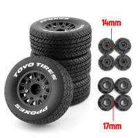 4Pcs Rueda De Camión De Corta Duración 113mm 1/8 1/10 Con Neumático Y Eje De 12 14 17mm Hex Para Slash Arrma SENTON VKAR RC Car - details 0