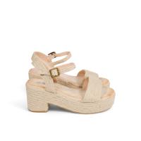 HLUNA - Sandalias Beige de Esparto con Tacón y Plataforma - Alpargatas Destalonadas Pulseras al tobillo con Hebilla -ht180 - details 5