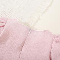 Vestido De Verano Para Bebé Niña En Color Sólido Con Cuello Redondo Y Lazo Para Uso Diario De Longitud De Rodilla - details 25