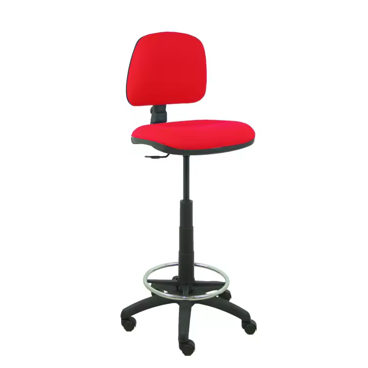 Piqueras Y Crespo Taburete Ergonómico Isso Bali Rojo con Respaldo y Aro Reposapiés Cromado - 1