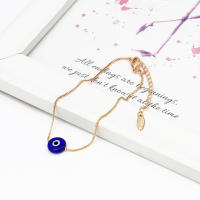 Pulsera De Encanto Ojo Turco Azul Con Cadena De Cobre Ajustable Para Mujeres Y Niñas Joyería De Moda Con Cierre De Lobulo BE73 - details 1