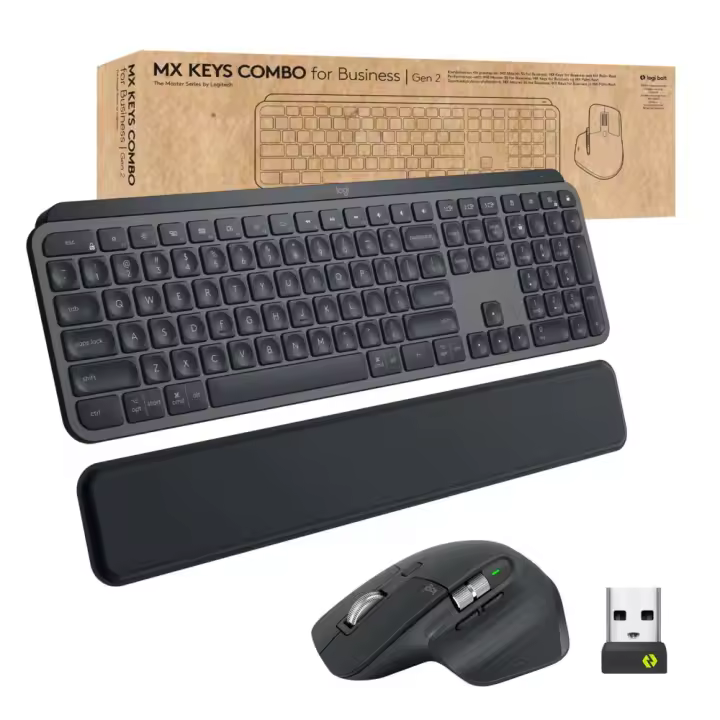 Logitech MX Keys combo for Business Gen 2 teclado Ratón incluido RF Wireless + Bluetooth QWERTY Danés, Finlandés, Nórdico, Sueco Grafito - 1