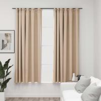 vidaXL Cortinas Opacas con Ganchos Look de Lino 2 Piezas Salón Ventana Color Azul,  Beige,  Gris y mas - details 1