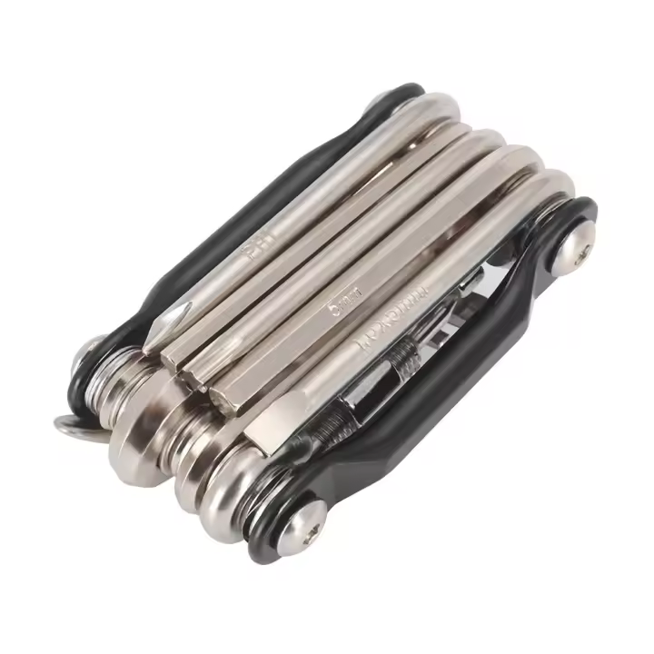 Kit De Reparación De Bicicleta Multifuncional 11 En 1 Herramienta De Ciclismo Con Llaves De Enchufe Destornillador Cadena Hexagonal Y Llaves De Espiga En Aleación De Aluminio Rojo/Azul/Oro/ Negro - 1
