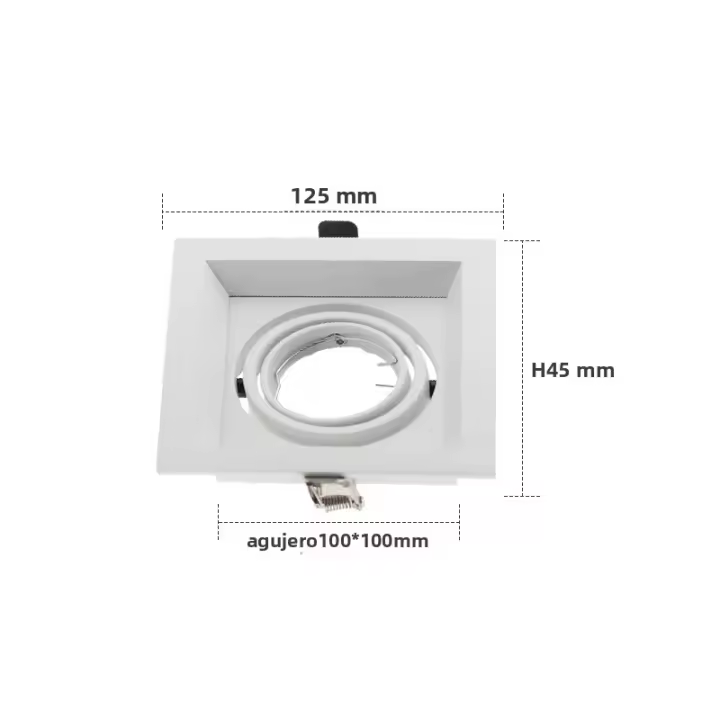 Soporte De Techo Recipiente Negro Cuadrado Ajustable Con Enchufe GU10 O Base MR16 Para Lámparas LED Y Halógenas Instalación Integrada - 1