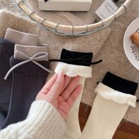Calcetines De Mujer Primavera Nuevos Coreanos Con Lazo De Encaje Medio Tubo Versátiles Dulces De Algodón Pile Calcetines Casuales - details 12