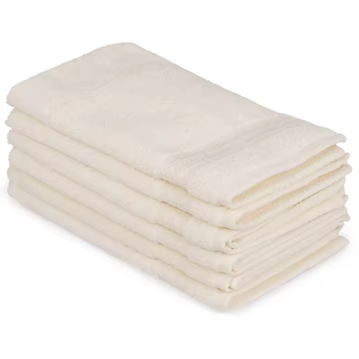 Wellhome Juego de Toallas de Cortesía 6 Piezas Crema 100% Algodón 500 Gr/m² - 1