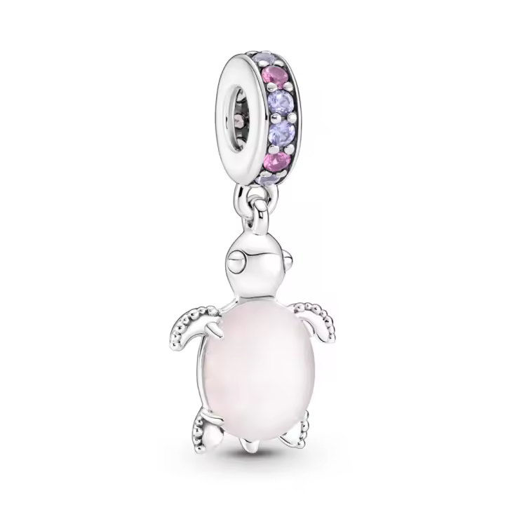 Pandora Moments Charm Colgante en plata de ley Tortuga Marina Cristal de Murano Rosa 798939C02 , para Mujer - 1