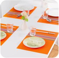 Juego de 6 manteles individuales lavables, PVC resistente a la suciencia y calor, 45x30 cm, vinilo, Naranja, 45x30 cm - details 0