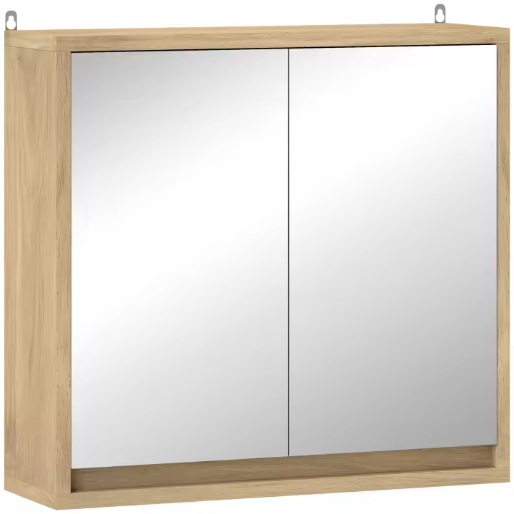 HOMCOM Armario de Baño con Espejo con 2 Puertas y Estante Ajustable Mueble Colgante de Baño para Aseo Estilo Moderno 48x14,5x45 cm - 1