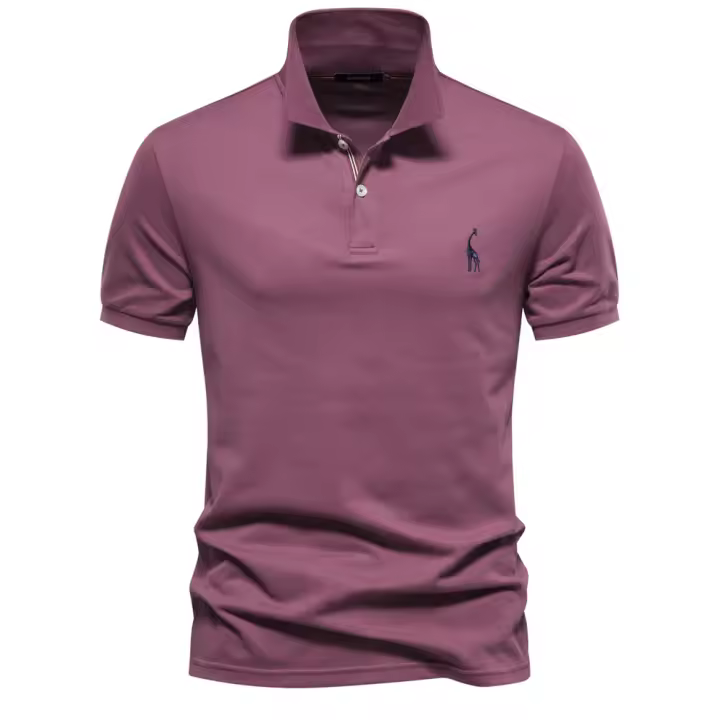 MOV-Camiseta POLO bordada con ciervo de algodón 80% de talla europea de alta calidad para hombre, camiseta básica de manga corta con solapa de color sólido para hombre - 1