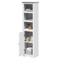 vidaXL Mueble de baño BODO 44x30x160 cm en color Blanco y marrón/Blanco/Gris | almacenamiento funcional diseño moderno para baño dormitorio sala - details 1