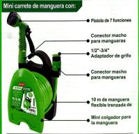 LIYSET-- Manguera de Jardín 10 m con Soporte - Manguera con Pistola de Pulverización con 7 Funciones de Riego - Color Verde - Ideal para Jardín, Terraza, Huerto, Balcón - details 2