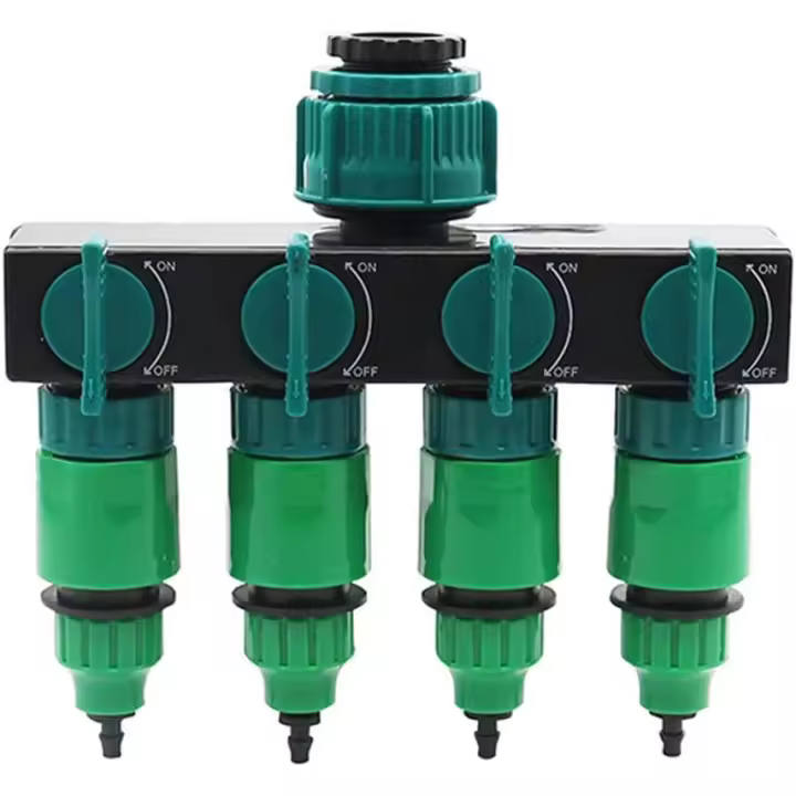 Divisor de grifo de agua de 4 vías con conectores rápidos, adaptador de manguera de jardín de 1 "3/4" 1/2 "(Tipo 1) - 1