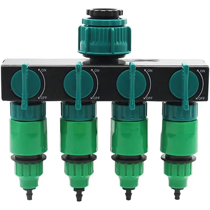 Divisor de grifo de agua de 4 vías con conectores rápidos, adaptador de manguera de jardín de 1 "3/4" 1/2 "(Tipo 1) - 1