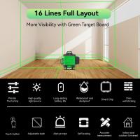 Nivel láser 4D de 16 líneas, autonivelante de línea verde 360°, niveles horizontales y verticales ﻿Nivel lazer, herramienta de nivelación de batería recargable por USB,Ip54 a prueba de polvo, impermeable, a prueba de terremotos, confiable y resistente - details 8