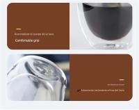 Taza De Café Expreso Doble Aislamiento En Vidrio Transparente Tamaño Variado Para Cerveza Té Leche Whiskey Bebida Ecológica - details 10