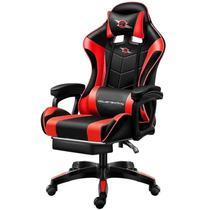Silla Gaming PowerGaming Negro/Rojo con Reposapiés - 1