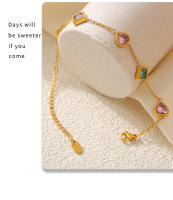 Encanto Pulsera de circonia cuadrada de amor a la moda, pulsera de nicho de acero inoxidable con temperamento, adecuada para combinar diariamente pulsera de circonita de cristal para mujer y niña, brazalete de acero inoxidable 316L, joyería de muñeca - details 10